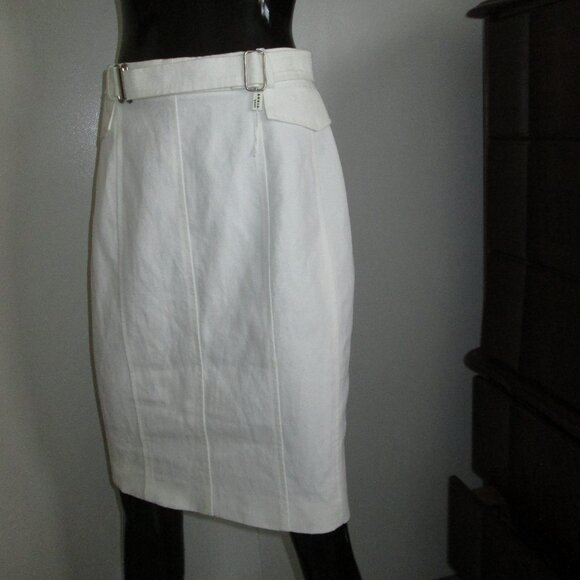 A-K-R-I-S white cotton linen pencil skirt - Picture 4 of 8